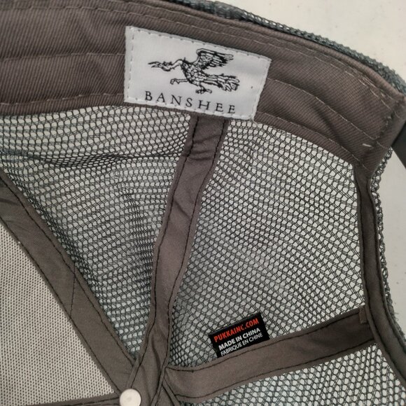 Banshee Logo Cap Hap Gray Mesh Green Camo Snap Back Camouflage Bird - Picture 9 of 11